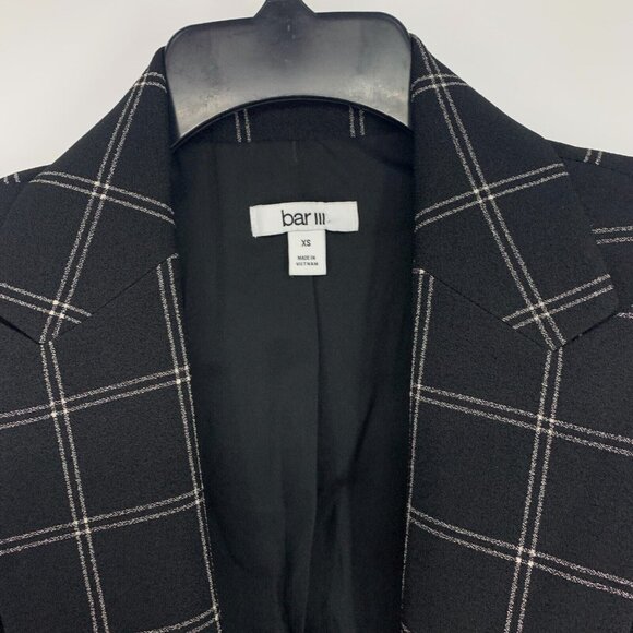 Bar III Blazer Black Windowpane Plaid Double Breasted Open Front - Picture 4 of 9